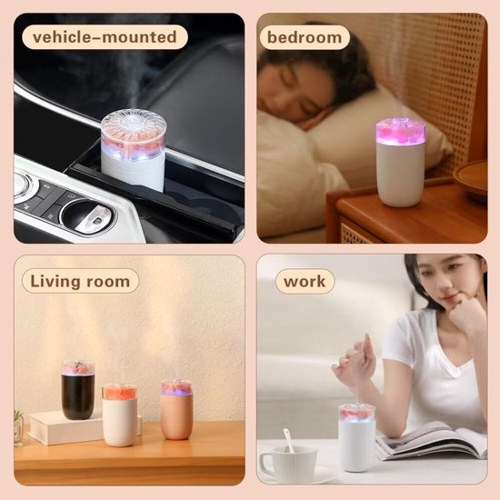 Draagbare kleine luchtbevochtiger, persoonlijke luchtbevochtiger, draagbare tafel-luchtbevochtiger met ledlampen, stille aromatherapie-oliediffusers met kleurrijke lichten voor thuis, nachtkastje