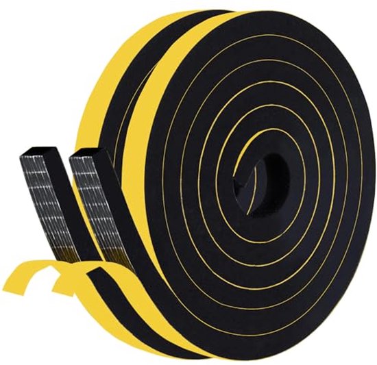Zelfklevende afdichtingstape schuim 12×10 mm, waterdicht, geluidsisolerend voor ramen en deuren, 2 rollen x 2 m