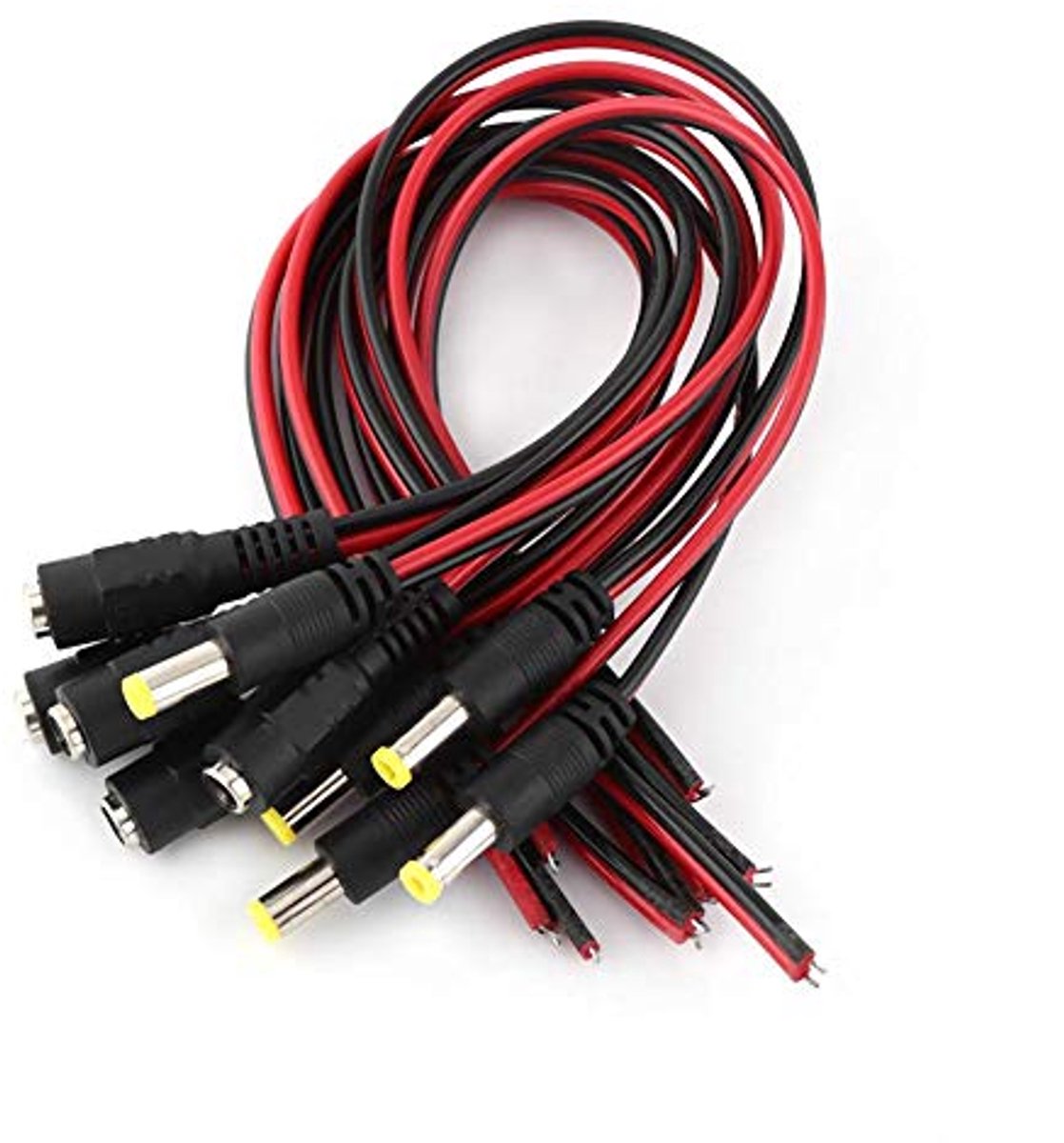 10 Stuks DC Pigtail Kabel, 12V Mannelijke en Vrouwelijke Stroomkabel voor CCTV Beveiligingscamera