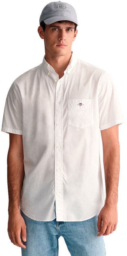Gant Reg Poplin Overhemd Met Korte Mouwen Wit S Man