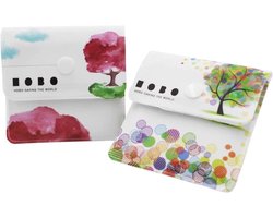 2 zakken grijze asbakzakken - brandwerend PVC - geurloos - draagbaar en compact - uniek ontwerp van fantasieboom en olieverfschilderijpatroon