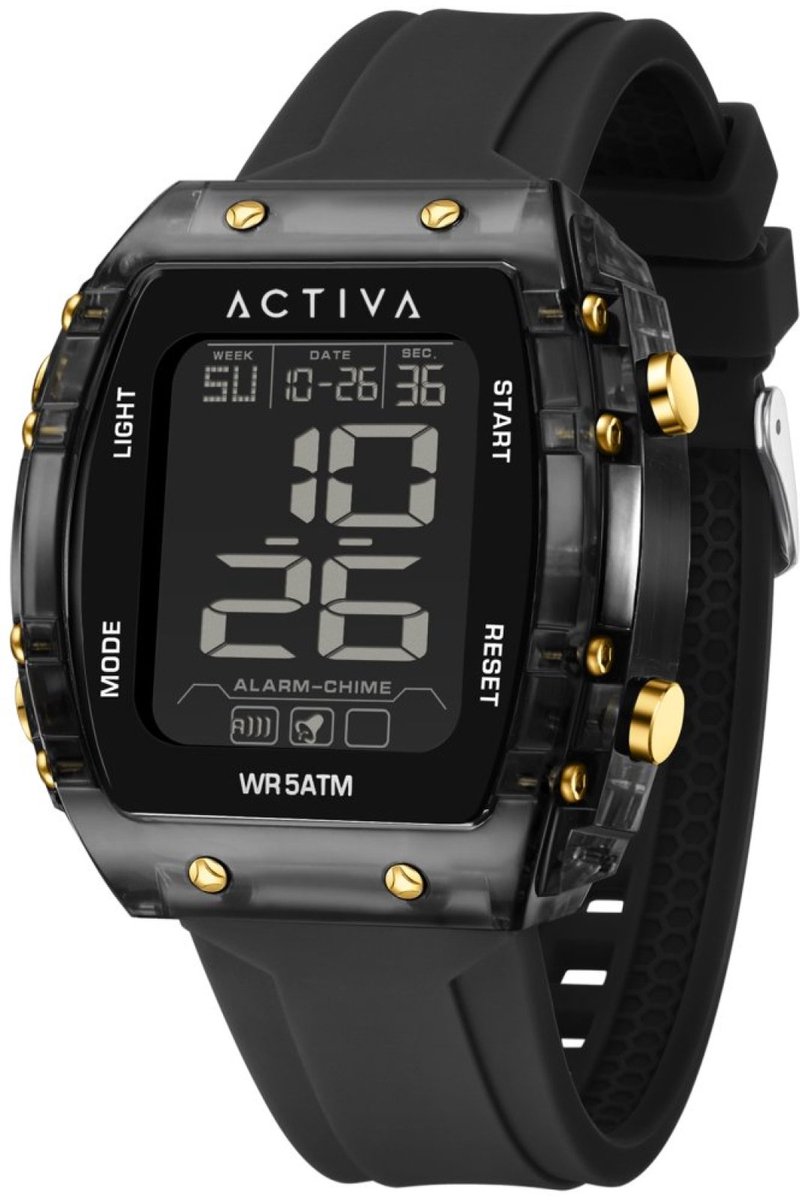 Activa X Invicta DIGITAL ESSENTIALS ACW8108-004 Heren Horloge - Waterdicht - Digitaal - Quartz Uurwerk - Plastic met zwarte Wijzerplaat - 45mm