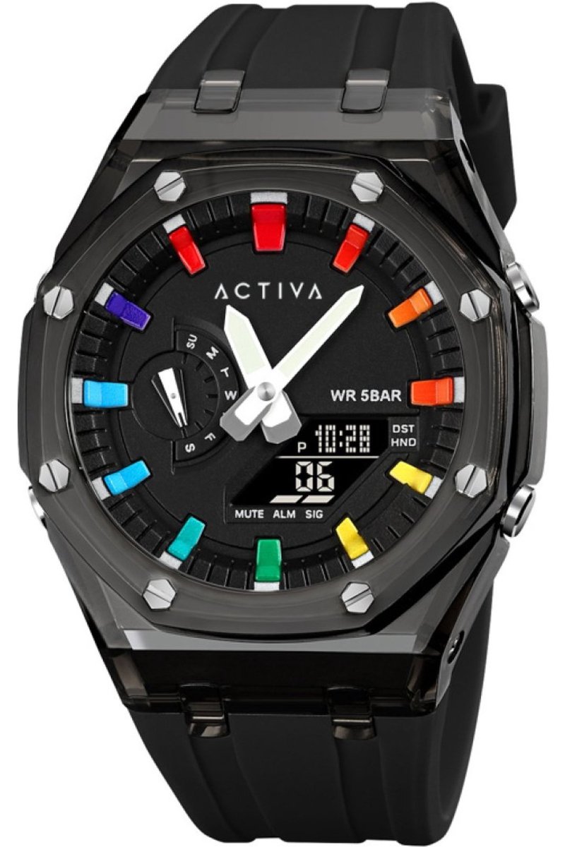 Activa x Invicta Digital ACW2100-006 Heren Horloge - Waterdicht - Digitaal - Quartz Uurwerk - Plastic met zwarte Wijzerplaat - 53mm