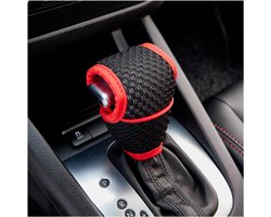 Auto pookknophoes, ademende auto pookknop versnellingspook beschermhoes, antislip en krasbestendige automatische versnellingspookhoes, universele auto-accessoires (zwart + rood, normaal)