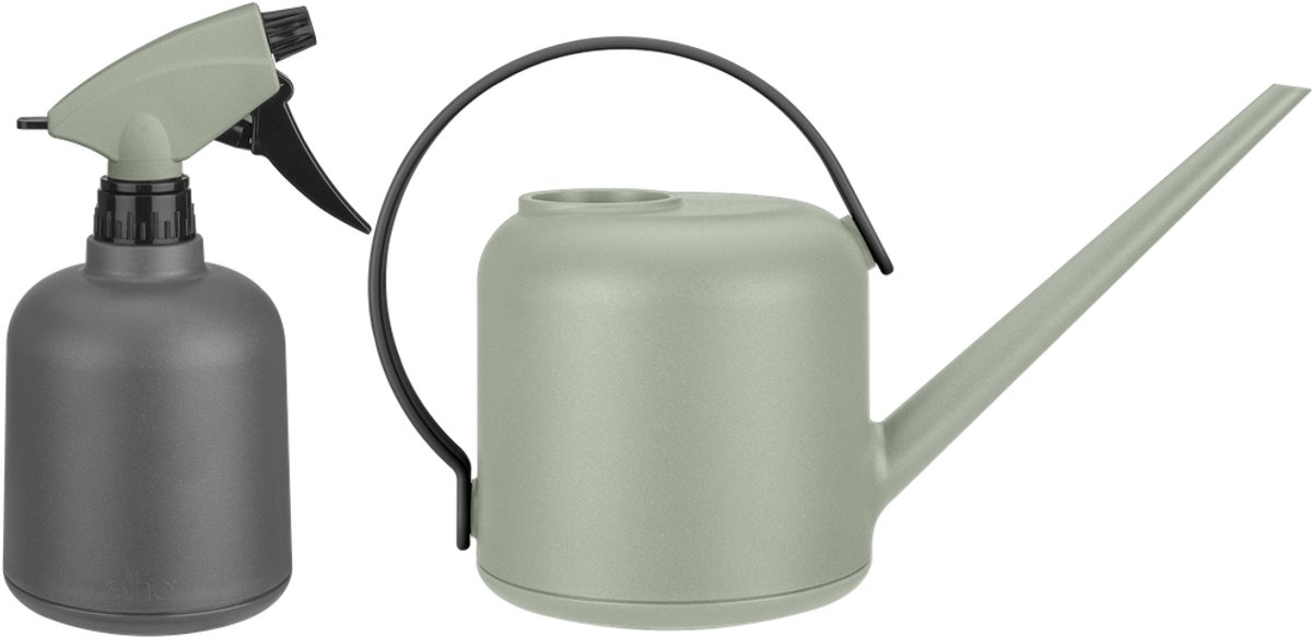 Elho B.for Soft Gieter en Sprayer - Set met Gieter en Plantenspuit - 100% Gerecycled Plastic - Steengroen