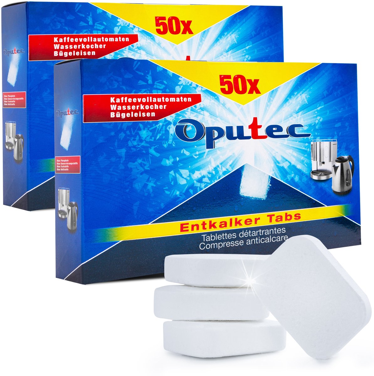 Oputec 200 stuks ontkalkingstabletten – universeel koffiemachine & espressomachine ontkalker – geschikt voor Jura, Siemens, Philips en meer