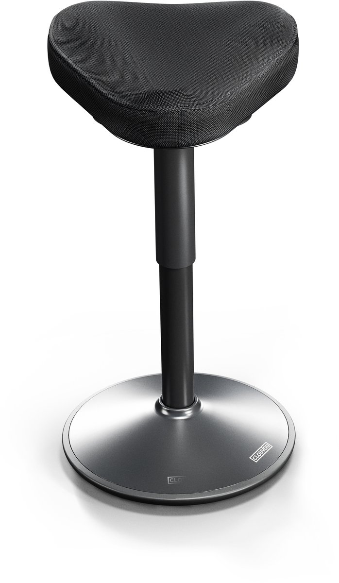 CLOUVOU Nexus Ergonomische Zadelkruk op Wielen - Traploos Verstelbaar 47–64 cm - Bureau Stoel met Handgrepen - Max. 125 kg - Zwart
