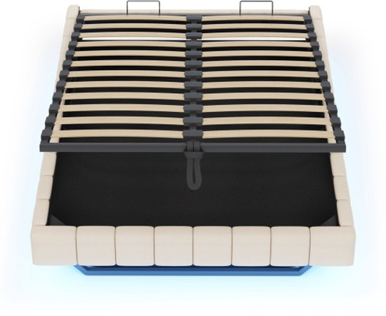 Hydraulisch Gestoffeerd Bed Met Opbergruimte 180x200 Cm Metalen Bed Houten Lattenbodem Tweepersoonsbed Grijs Linnen