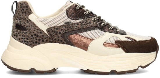 POSH by Poelman AYOKI Dames Sneakers - Bruin Met Dierenprint