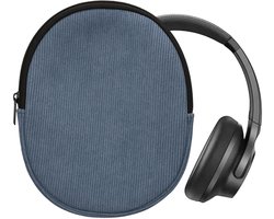 kwmobile headset case geschikt voor Anker Soundcore Q20i hoes - 22,5 x 17 cm - Koptelefoon cover met rits - Neopreen en ribfluweel - In vintage blauw