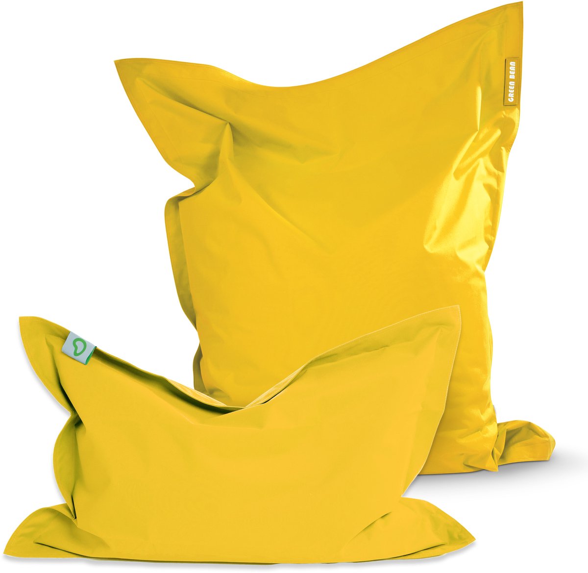 Green Bean® Square XXL zitzakken + BeBi zitzak - met EPS-korrelvulling en wasbare, afneembare hoes voor kinderen en volwassenen - Geel