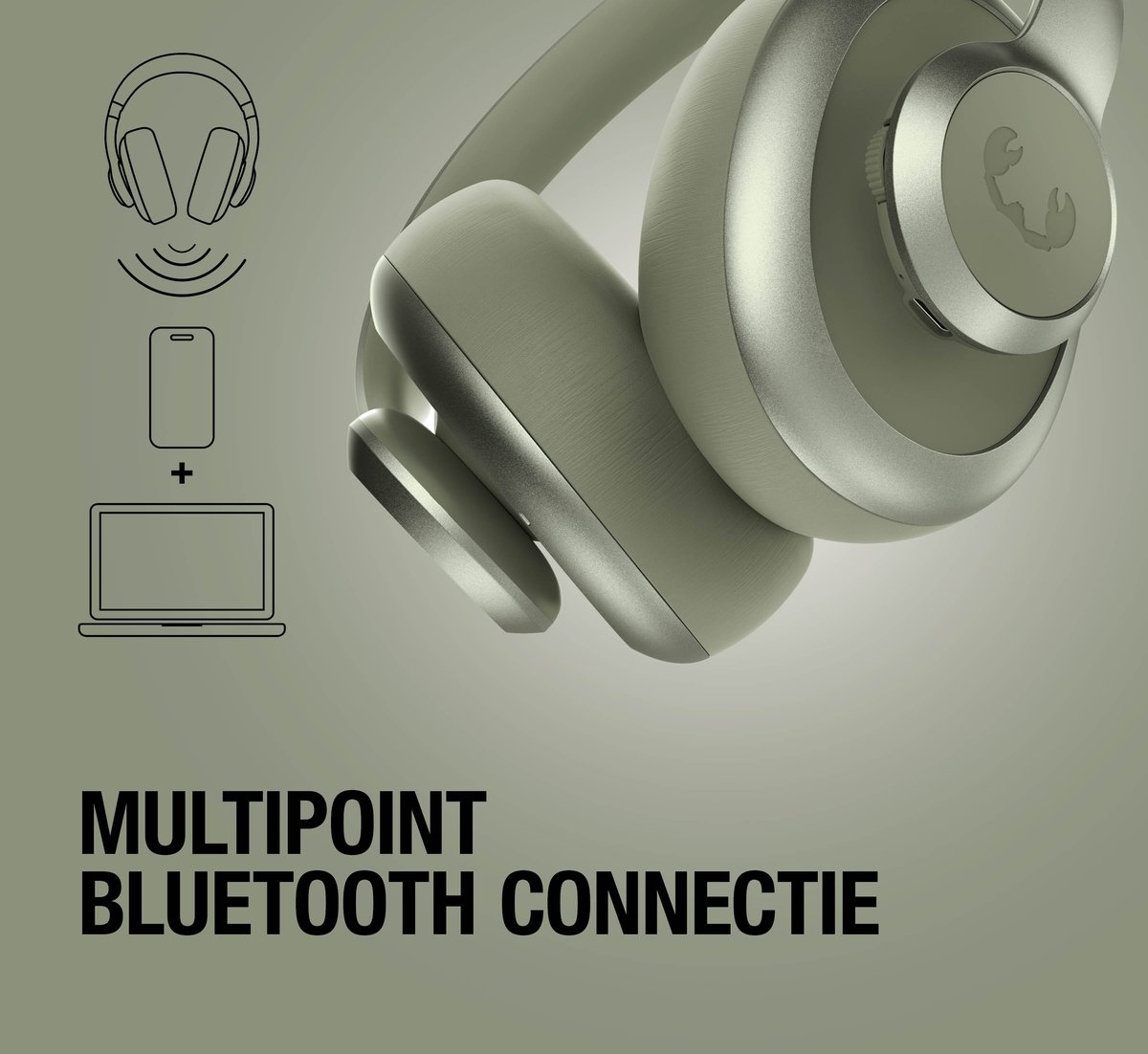 Fresh 'n Rebel Clam Ace 2 – Draadloze Bluetooth Koptelefoon met Active Noise Cancelling – 100+ uur Speeltijd - Met volume wiel - Dried Green — afbeelding 4