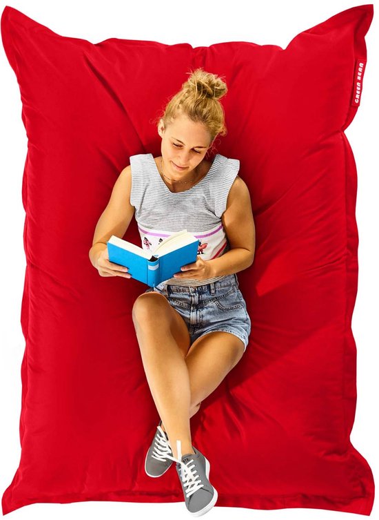 Green Bean® Zitzak "Square" 120x160cm met 270 liter EPS-korrels - Grote zitzak voor kinderen en volwassenen - Rood
