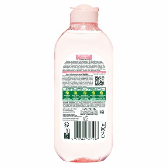 Garnier SkinActive Micellair Reinigingswater Met Rozenwater - 3 x 400 ml - Micellair Water voor een Stralende Huid - Voordeelverpakking