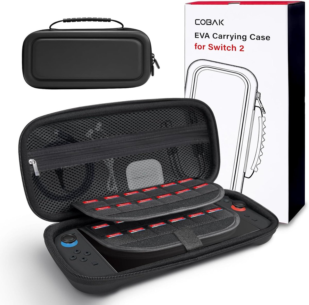 Zandarix Geschikt voor Nintendo Switch 2 - Draagtas - Premium EVA Reistas met 24 Game Card Slots - Schermbeschermervak en Accessoire Organizer - Zwart