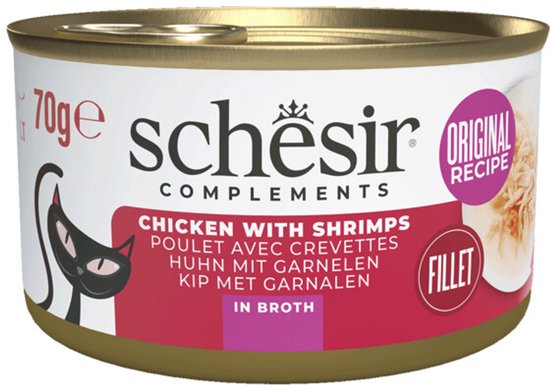 Schesir Kattenvoer Garnaal in Bouillon - 12 x 70 gr - Voordeelverpakking