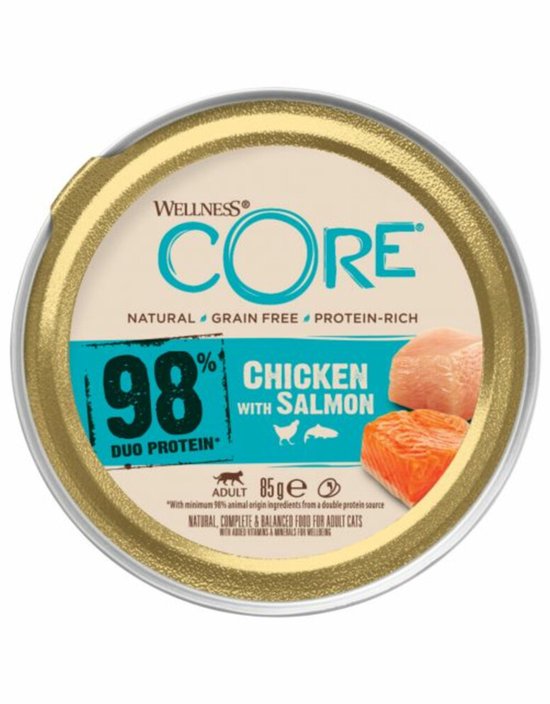 Wellness Core Kattenvoer 98% Recipe Kip - Zalm - 12 x 85 gr - Voordeelverpakking