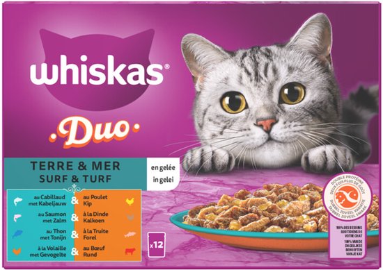 Whiskas Duo Adult Surf & Turf in Gelei Multipack - 12 x 85 gr