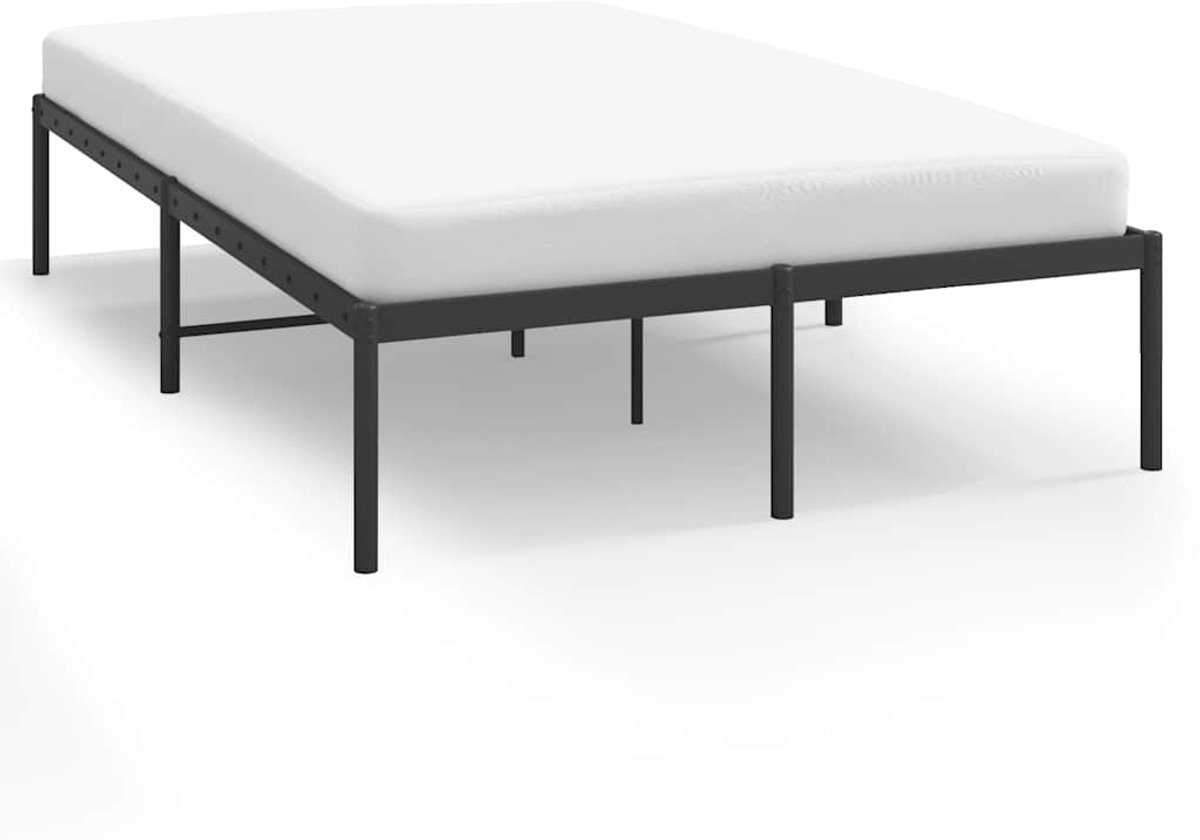 vidaXL - Bedframe - metaal - zwart - 135x190 - cm