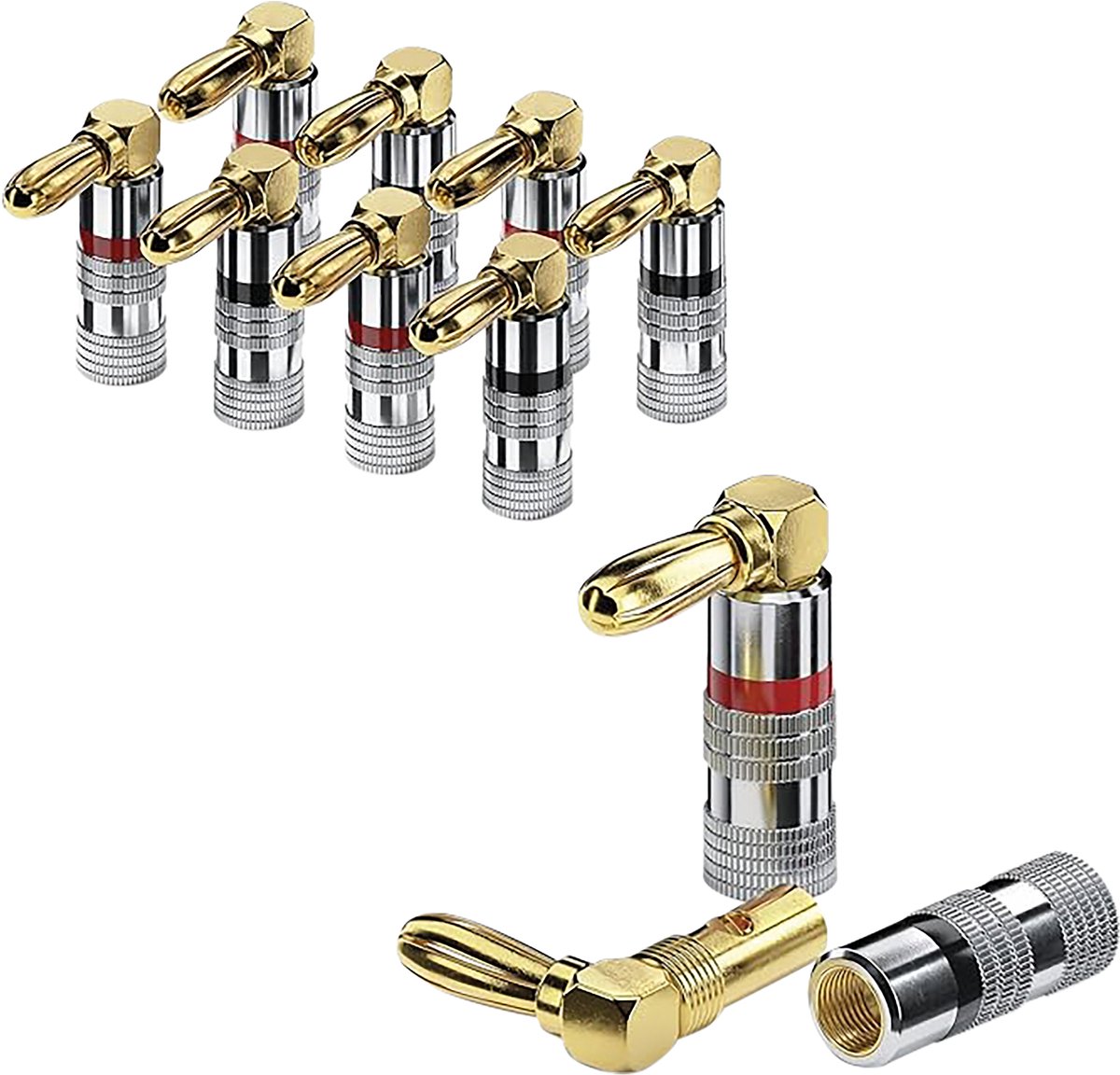 SONERO Banaanplug S-SC090-08, gehoekt 90° verguld 8-delige set