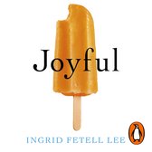 Oranje waterijsje met hap, met 'Joyful' en Penguin logo.