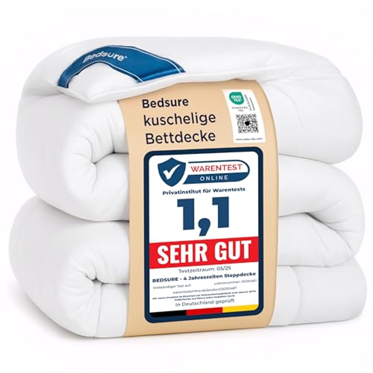 Dekbed 155x220 cm voor elk seizoen, Oeko-Test gecertificeerd voor allergieën, superzacht e