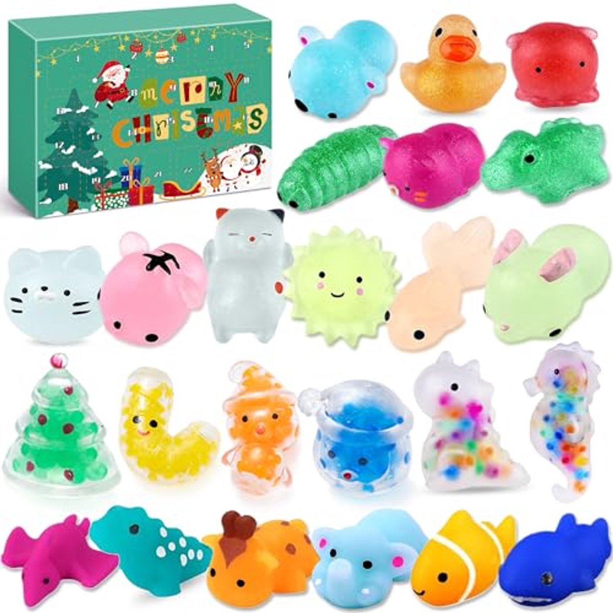 Adventskalender met Mochi Squishy Dieren voor Kinderen 2024 – 24 Verrassingen voor de Feestdagen