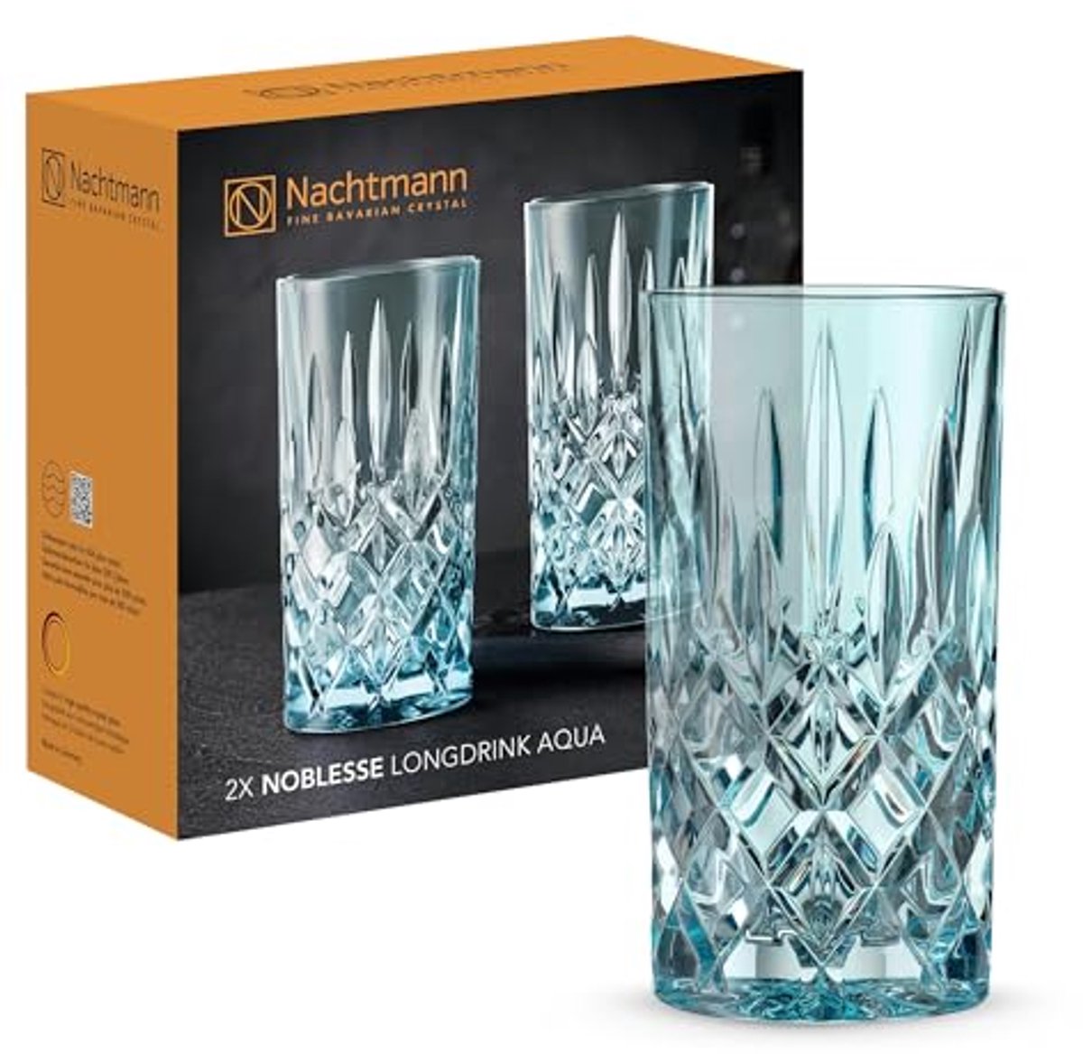 Set van 2 Kristallen Longdrinkglazen 395 ml - Elegante Cocktailglazen in Aqua