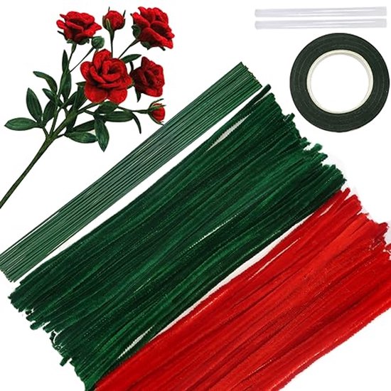 200 Stuks Bloemenboeket Pijpenragers Rode Rozenboeketten DIY Set Voor 200-stuks-bloemenboeket-pijpenragers-rode-rozenboeketten-diy-set-voor