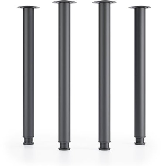 QLLY 50,8 cm verstelbare hoge metalen bureaupoten, kantoortafel meubelpootset, set van 4 (50,8 cm, zwart