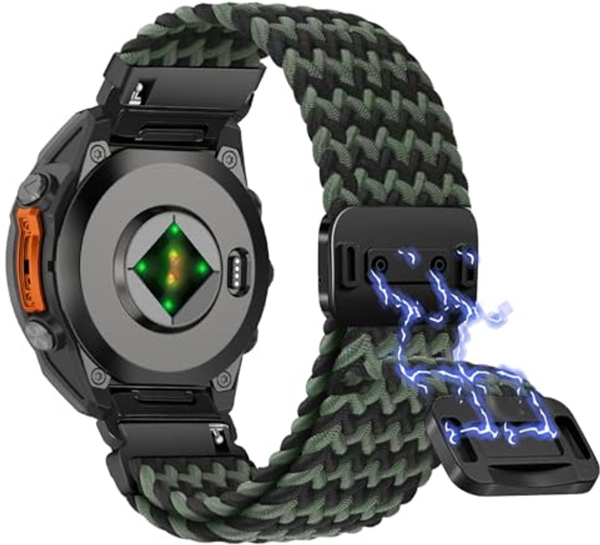 Nylon QuickFit Horlogeband 26mm voor Garmin Fenix - Sportieve Vervangband Zwart/Groen