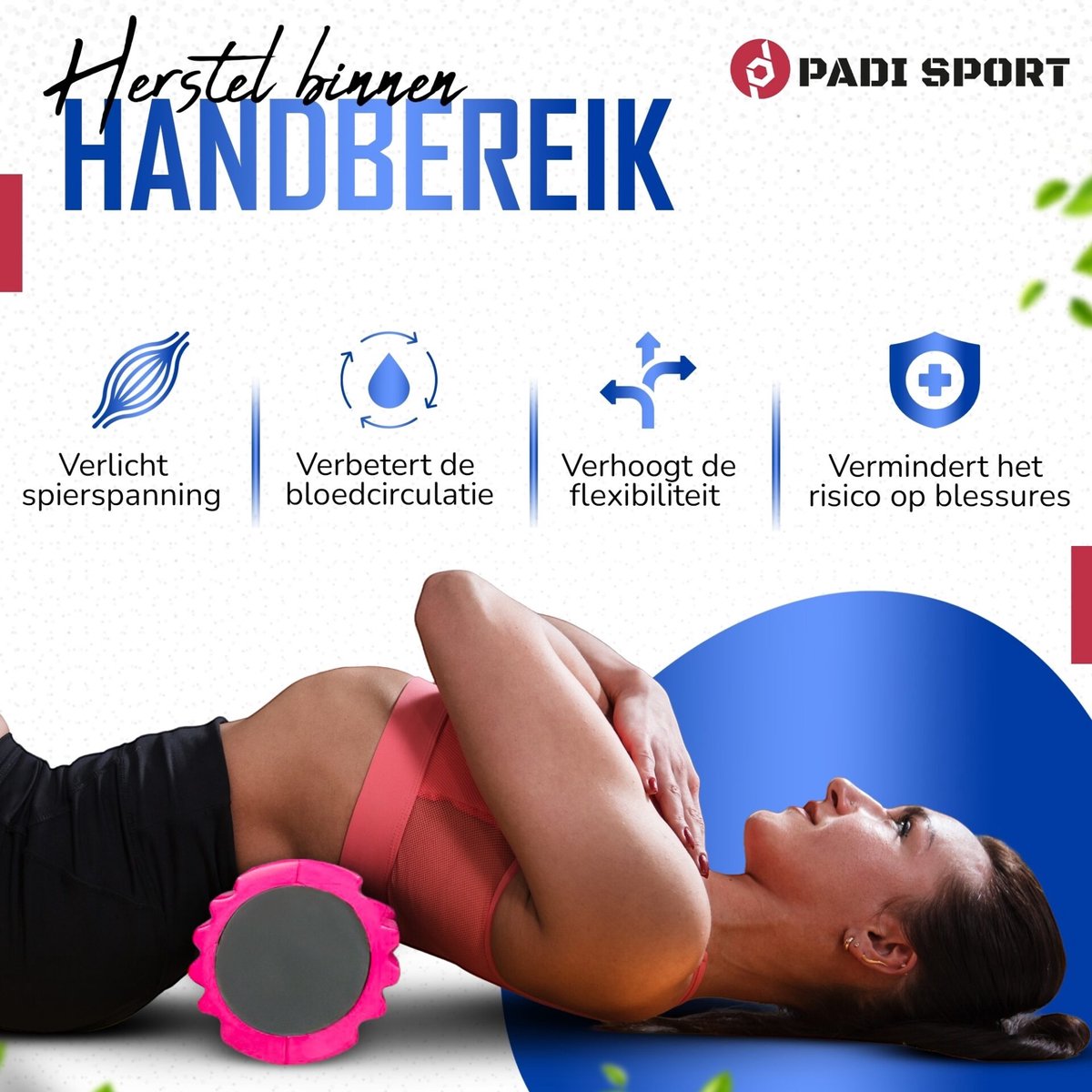 Padisport Foamroller 2 In 1 Voordeelset Roze - Foamrol