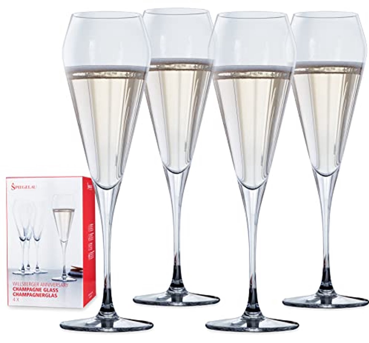 Champagneglazen set van 4, loodvrij kristal, elegant en duurzaam