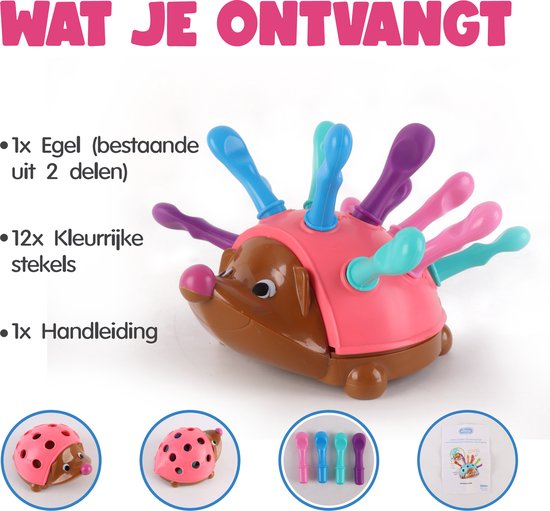 Elissio® - Montessori speelgoed Fijne Motorieke Egel - Sensorisch Speelgoed - Montessori Fijne Motoriek Kinderspeelgoed vanaf 6 Maanden - Educatief Baby Speelgoed 1 Jaar - Peuter & Kleuter Speelgoed 2-3 Jaar - Cadeau voor Meisjes & Jongens - Roze van Elissio — afbeelding 2