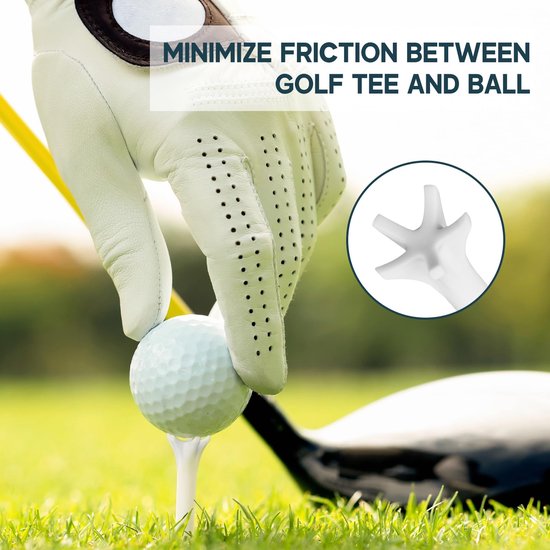 100-Stuks Golf Tee - 8,3 cm groot - Oefentee voor golfers - 4-hoekig, antislip en stabiel ontwerp - Geschikt voor training op de driving range, korte ijzerslagen, nauwkeurige afslagen op par 3 holes en dagelijkse swingoefening voor golfers - Wit van Merkloos — afbeelding 2