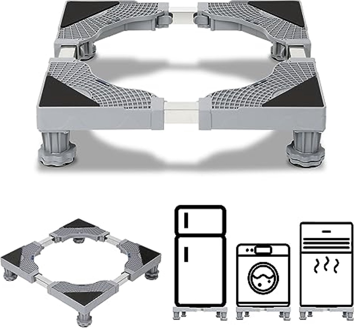Verstelbaar Onderstel voor Wasmachine en Droger – 41-65 cm – Stabiliteit en Comfort