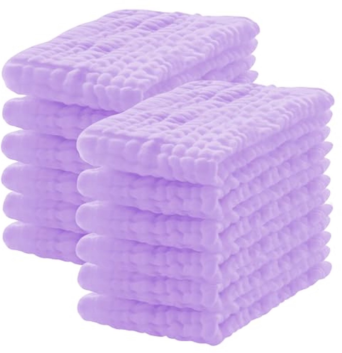 Image of 12 Pack Mousseline Spuugdoeken - 100% Katoenen Zachte en Absorberende Babydoeken 50 x 20 cm - Paars