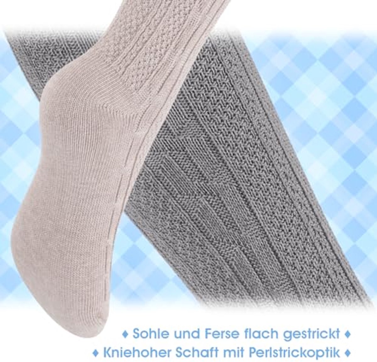 Klederdrachtkousen voor dames en heren | 2 paar voor Oktoberfest | Traditionele kniekousen
