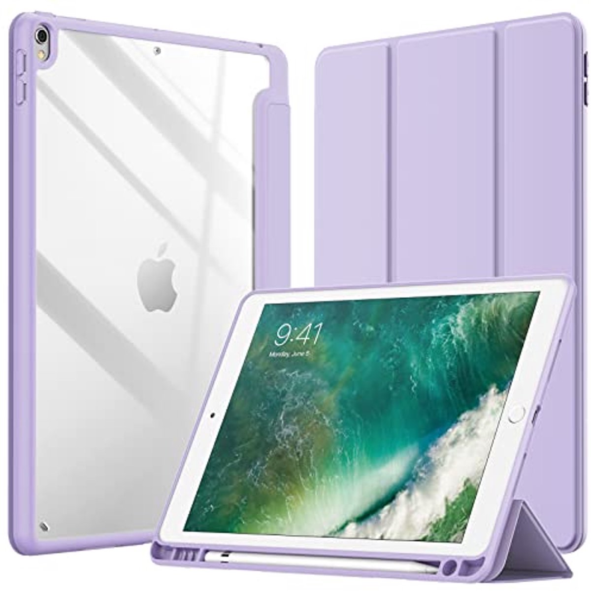 Dunne Tablet Hoes voor iPad Air 3 en iPad Pro 10.5-Inch met Potloodhouder - Schokbestendige Transparante Rug