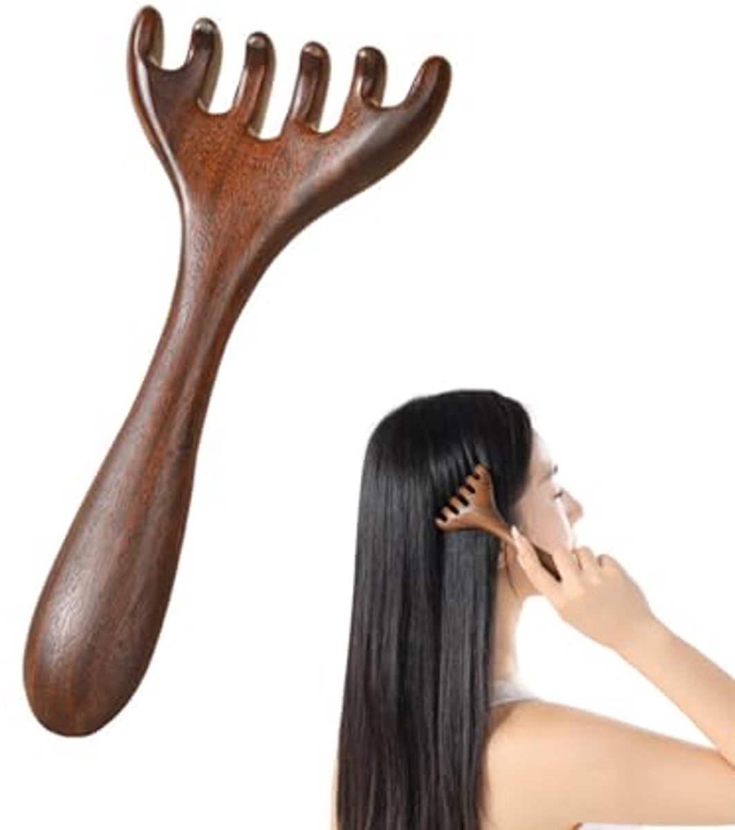 Houten Hoofd Massage Kam en Guasha Kam voor Ontspanning en Therapie