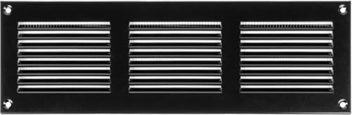 Ventilatierooster 30 x 10 cm - zwart - metalen luchtteruglooprooster met ingebouwd ongediertebeschermingsscherm