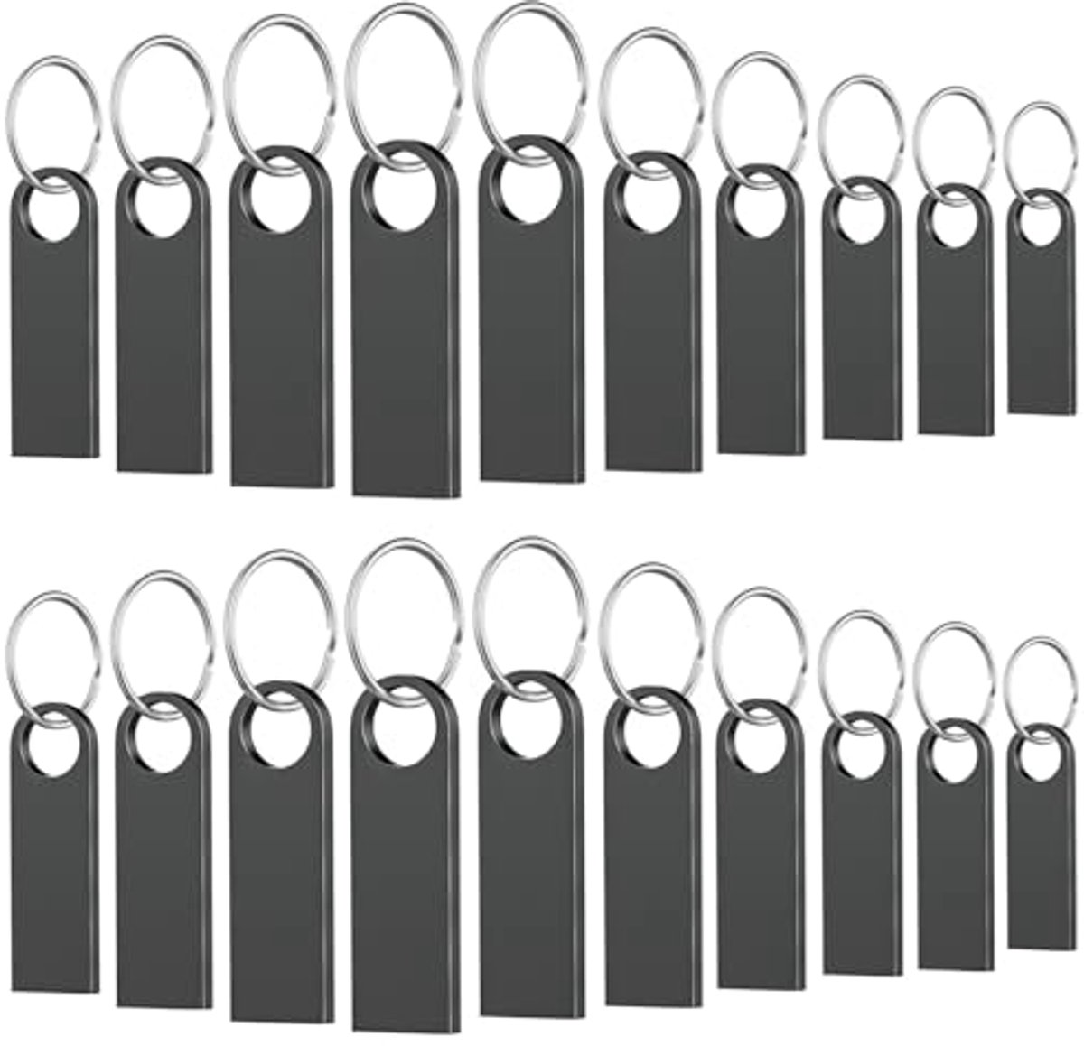 20 Stuks 4GB USB Flash Drive - Slimme Metalen USB 2.0 Geheugenstick met Sleutelhangers voor PC en Laptop
