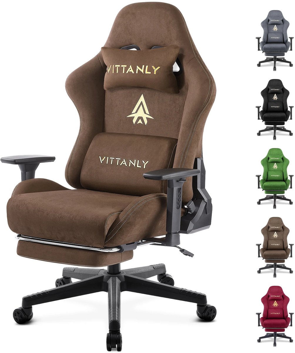 Ergonomische Gaming- en Bureaustoel – Gamestoel – Bureauzetel – Computerstoel – Werkstoel – 3D Verstelbare Armleuningen – Luxe Ademend Faux Suede Met Voetensteun