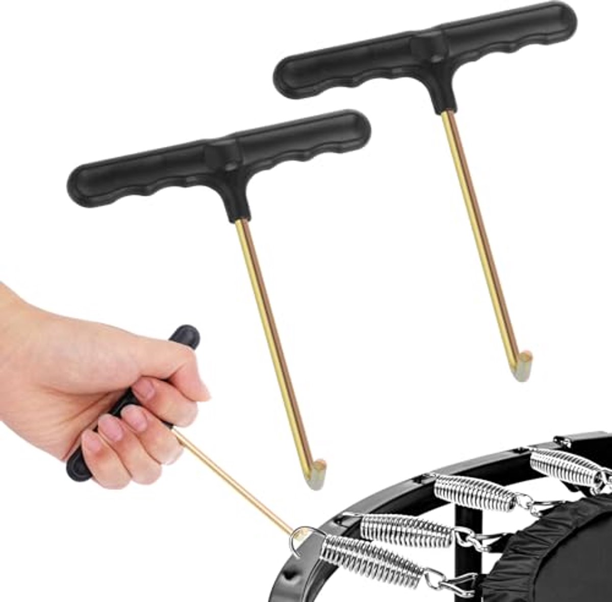 Veerspanners T-haken voor trampolines en fietsen - 2 stuks, robuust en duurzaam