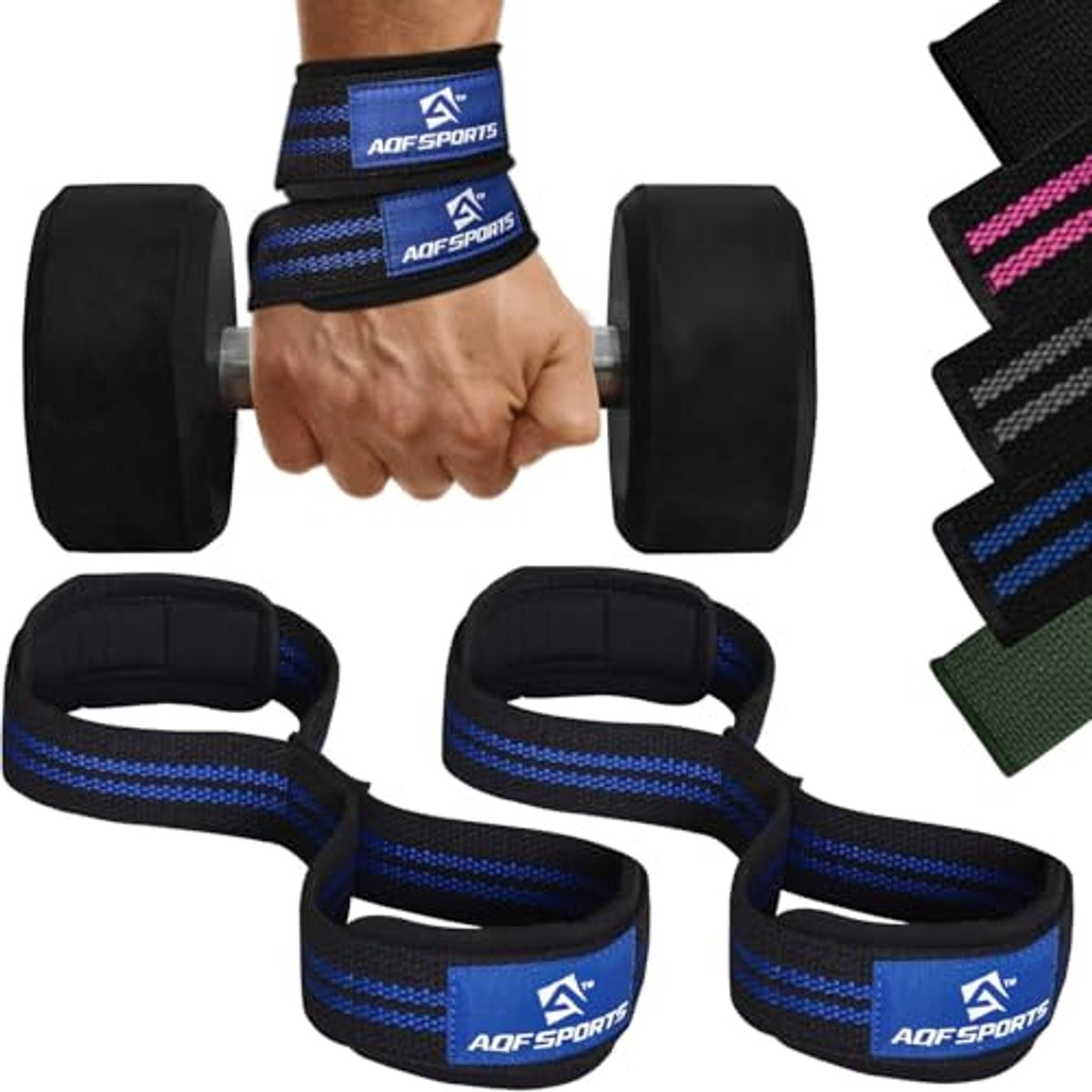 Gewichtheffen Bandjes Figuur 8 met Gewatteerde Polsondersteuning - Trainingshulpmiddel voor Krachttraining