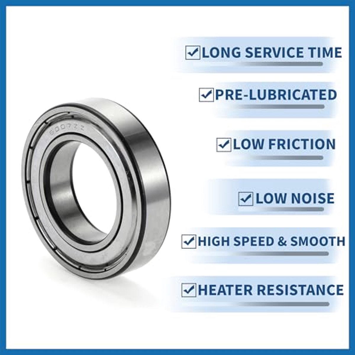 6007ZZ Deep Groove Ball Bearings P6 35x62x14mm Lubricated Bearings Double Metal Seal Tone Scooter Skateboard Wheel Pack of 2