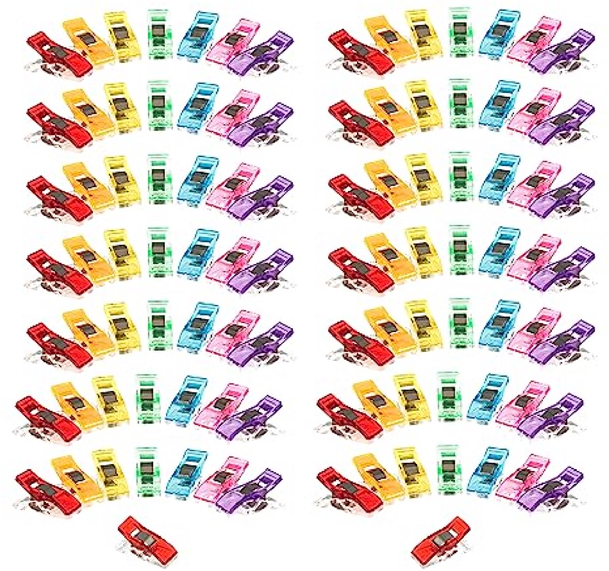 Stoffen clips voor naaien en quilten - neonkleuren, 100 stuks