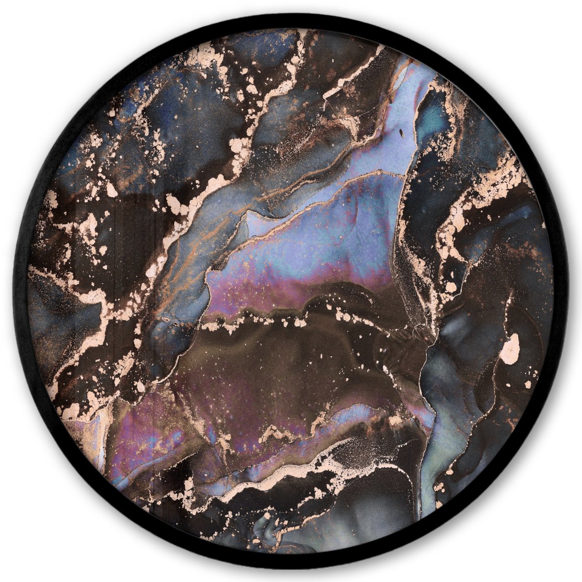 FrameYourWall Poster in lijst Rond - Fotolijst 40x40 cm - Posters - Marmer - Goud - Rosé - Ronde posterlijst zwart - Decoratie - Wanddecoratie woonkamer - Muurdecoratie slaapkamer
