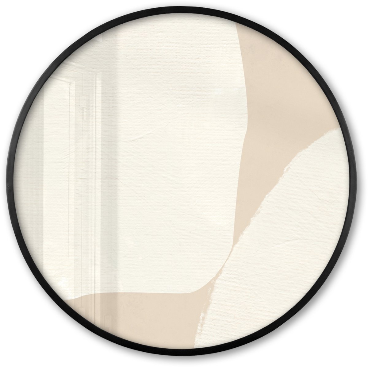 FrameYourWall Poster in lijst Rond - Fotolijst 60x60 cm - Posters - Beige - Abstract - Modern - Ronde posterlijst zwart - Decoratie - Wanddecoratie woonkamer - Muurdecoratie slaapkamer