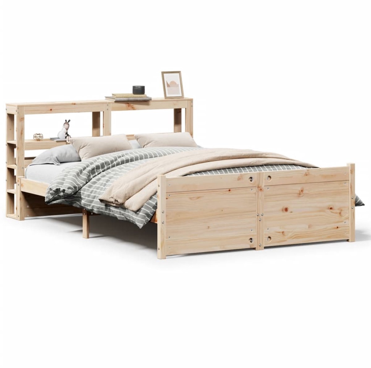 vidaXL - Bedframe - met - hoofdbord - massief - grenenhout - 140x190 - cm